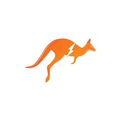 Kangaroo jumping logo template vector illustration cut with lightning bolt.