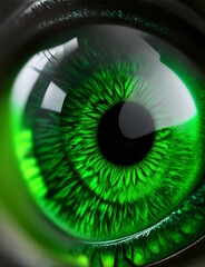 Human green eye super closeup, Generative AI