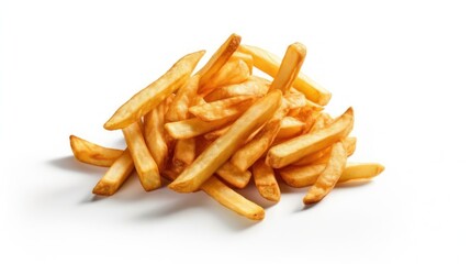 French fries on a white background. Generative AI