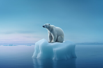 Fototapeta na wymiar Letzter Eisbär auf letztem Eisberg - Globale Erwärmung, Klimaveränderung