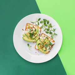 Sandwich with avocado and boiled egg