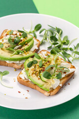 Sandwich with avocado and boiled egg