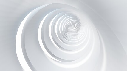 Abstract architecture background white round tunnel 3d render