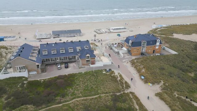Aerial drone video of de Koog, a coastal town in Texel, the Netherlands.