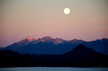 beautiful landscape of full moon in Patagonia ARGENTINE