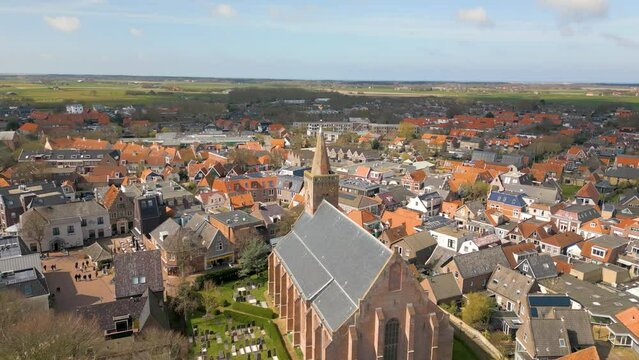 This aerial drone video is made in Den Burg which is the capital of the Island Texel. Texel is an island in the Wadden Sea, the Netherlands.