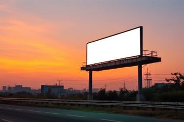 Blank billboard at twilight time for advertisement 