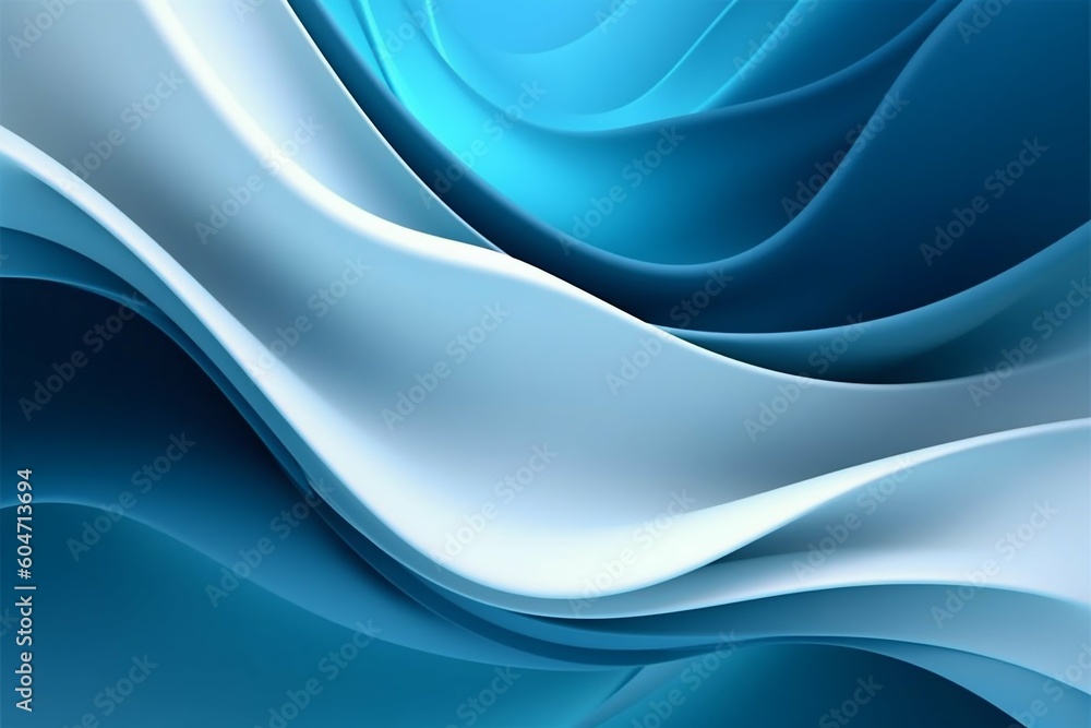 Poster blue abstract background with white waves. generative ai