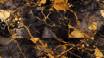 panoramic background from marble stone texture for design tile wall art pattern gold black