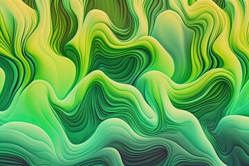 green and yellow waves in a digital art style. Generative AI