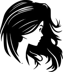 Hair - Black and White Isolated Icon - Vector illustration