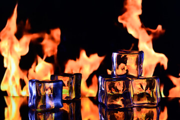 fire and ice, cold and flame on a black background 7