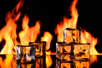fire and ice, cold and flame on a black background 5