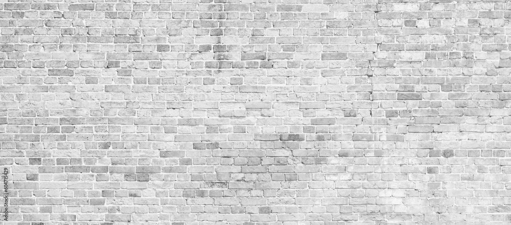 Aufkleber abstract white brick wall texture for pattern background. wide panorama picture. with copy space des