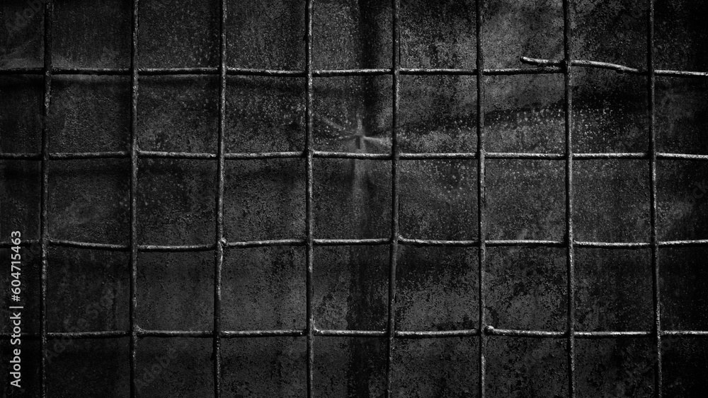 Poster abstract black wall texture with lattice for pattern background. wide panorama picture. black wall t