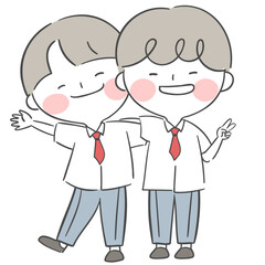 여름 교복을 입은 학생들