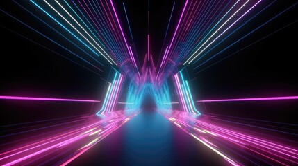 Fototapeta na wymiar Abstract neon lights tunel background