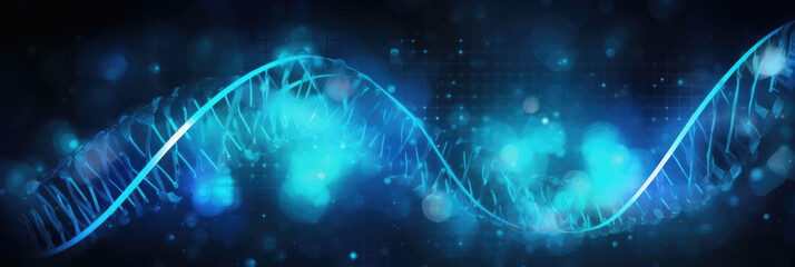 DNA Banner. Medical science, genetic biotechnology, chemistry biology. Innovation technology concept and nanotechnology background. Generation AI