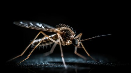 mosquito close-up on a black background.Generative AI