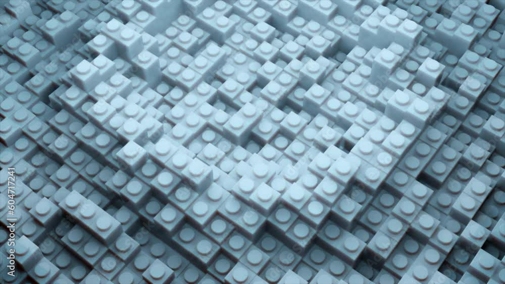 Poster circular waves on surface of structural cubes. design. cubes with dots move in circular 3d waves of 