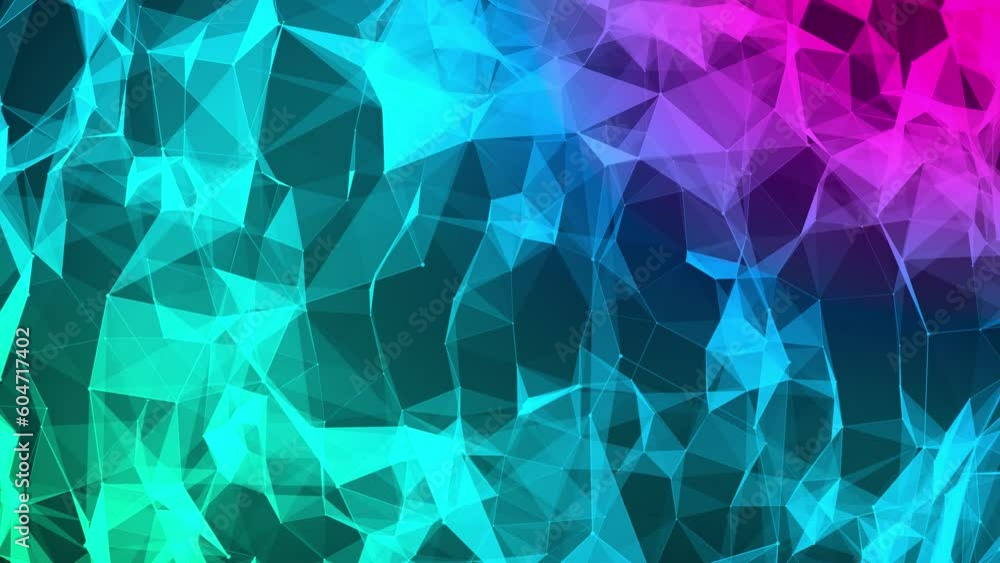 Canvas Prints abstract blue and green fluorescent gradient plexus background, future technology data graph concept