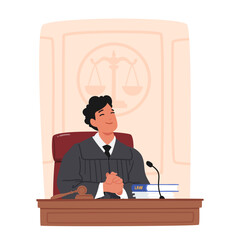 Male Judge Authority Figure Presiding Over Legal Proceedings, Making Impartial Decisions Based On Evidence And Law