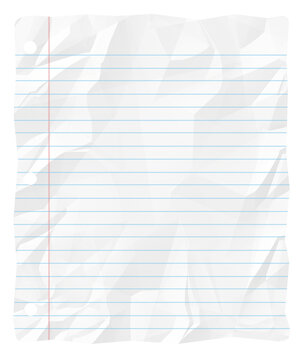 Lined School Writing Paper Crinkled Background Blank Copy Space