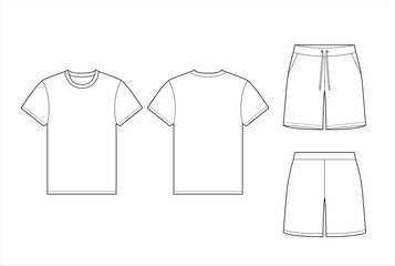 T-shirt and Shorts Outline Vector Template