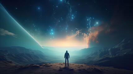 lonely traveler in an unknown new worldspace