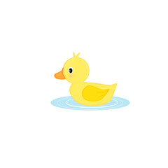 Duckling swim in the water illustration 