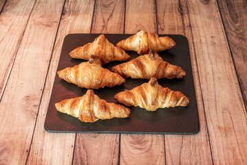 A tray with delicious freshly baked croissants