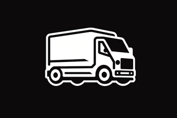 Fast moving shipping delivery truck line art vector icon. Truck isolated on solid background, delivery concept. Generative AI
