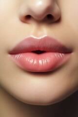 Close-Up Beauty Shot of Woman's Lips. Generative ai