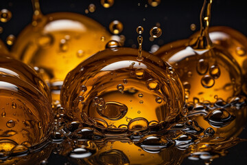 golden yellow bubble oil macro