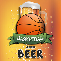 Basketball ball with mug of beer