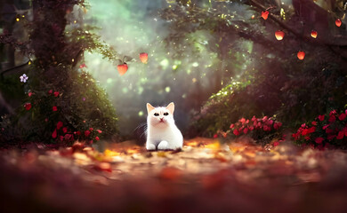 「Generative」「AI」ファンタジーフォレスト・キャット