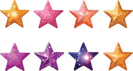Sparkle Star Icons: Shining Star and Sparkles Vector Set