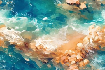 Fototapeta na wymiar Abstract beautiful sandy beaches background with crystal. Backdrop for design. AI generated, human enhanced