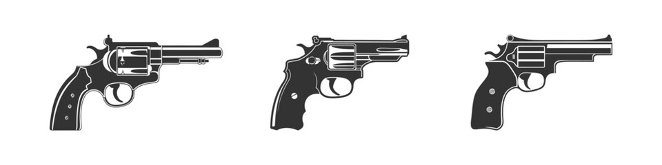 Revolver icon on a white background. Vector illustration. - obrazy, fototapety, plakaty