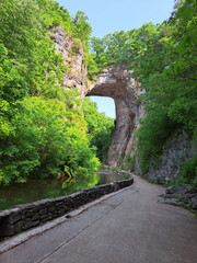View of Natural Bridge in Virginia's Natural Bridge State Park. Natural attraction. Place of attraction for tourists.