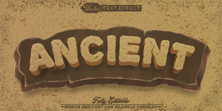 Cartoon Stone Ancient Vector Editable Text Effect Template