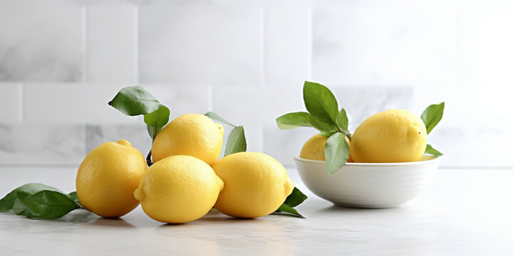 Limoni freschi su tavolo bianco