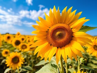 Obraz premium Summer Sunflower Splendor in Rural Field