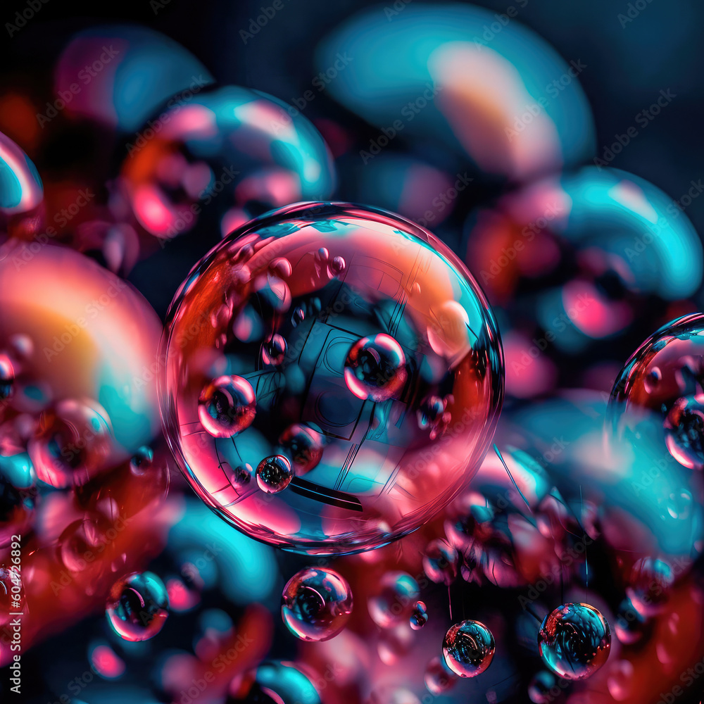 Poster blurry abstract illustration of bubble pattern. generative ai