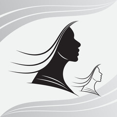 Beautiful Woman Side Face Logo, Woman Heads logo, Female Hair Fashion For Silhouette, Woman Face Logo Vectors Style SVG