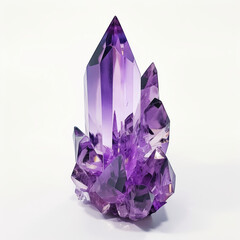Tall purple amethyst quartz crystal geode tower.  Generative AI