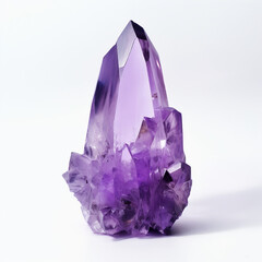 Tall purple amethyst quartz crystal geode tower.  Generative AI - obrazy, fototapety, plakaty