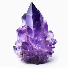 Tall purple amethyst quartz crystal geode tower.  Generative AI