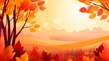 Illustration of a beautiful autumn landscape. Generative AI