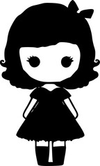 Doll - Black and White Isolated Icon - Vector illustration